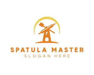 Spatula Rolling Pin Windmill logo design