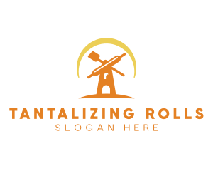 Spatula Rolling Pin Windmill logo design