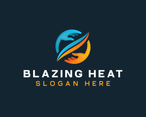 Heat Cool Hand Ventilation logo design