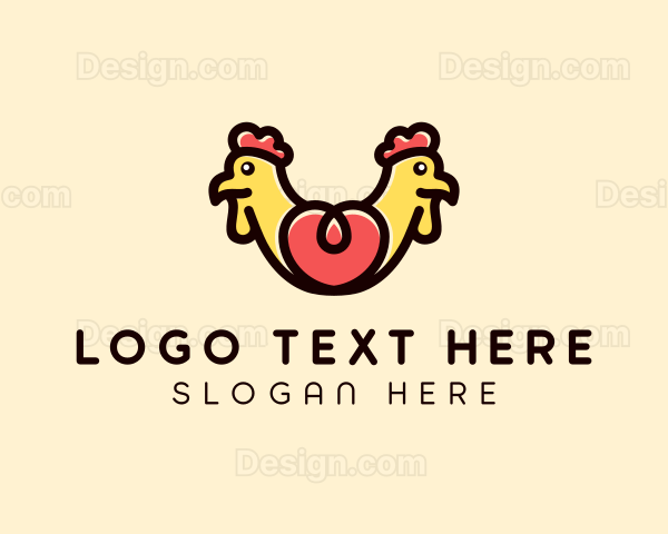 Symmetrical Chicken Heart Logo