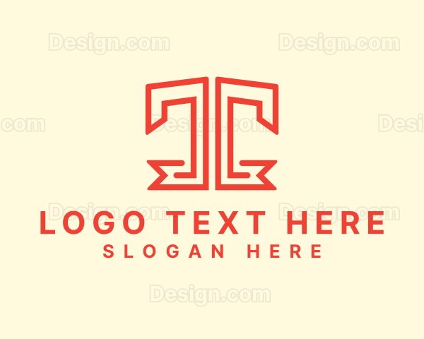 Ribbon Banner Letter T Logo