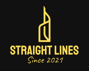 Yellow Line Art Tower  logo design