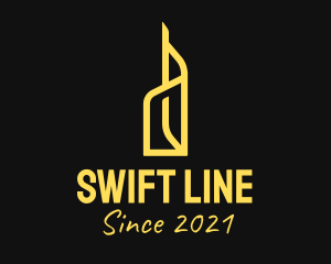 Yellow Line Art Tower  logo design