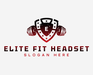 Barbell Shield Fitness logo design