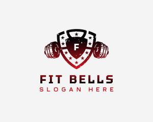 Barbell Shield Fitness logo design