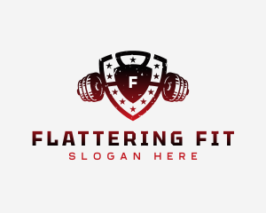 Barbell Shield Fitness logo design