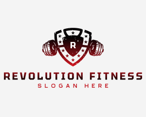 Barbell Shield Fitness logo design