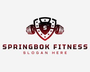 Barbell Shield Fitness logo design