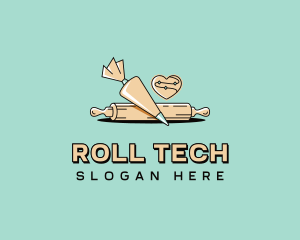 Cookie Baker Rolling Pin logo design