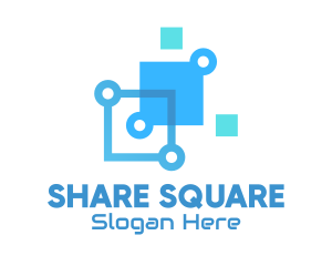 Blue Digital Tech Squares logo design