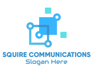 Blue Digital Tech Squares logo design