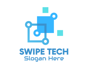 Blue Digital Tech Squares logo design