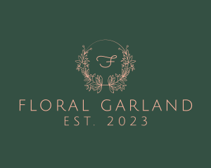 Flower Embroidery Wreath Garland logo design