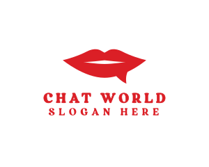 Red Lips Chat logo design