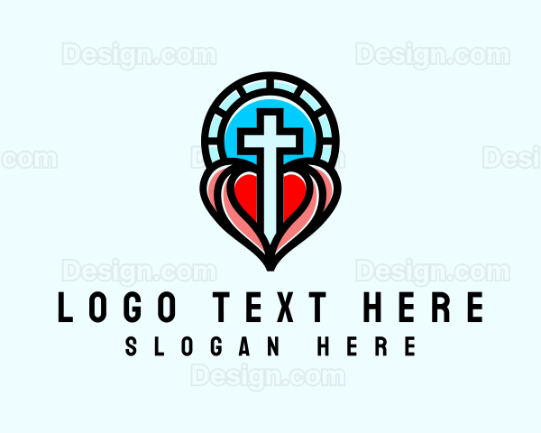 Church Crucifix Heart Logo