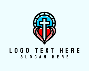 Church Crucifix Heart logo