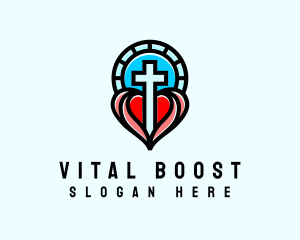 Church Crucifix Heart Logo