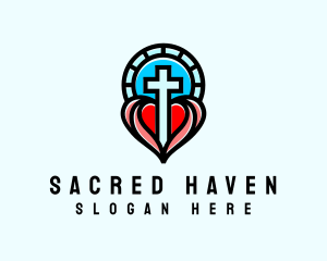 Church Crucifix Heart logo