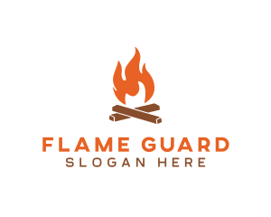 Campfire Fire Flames logo design