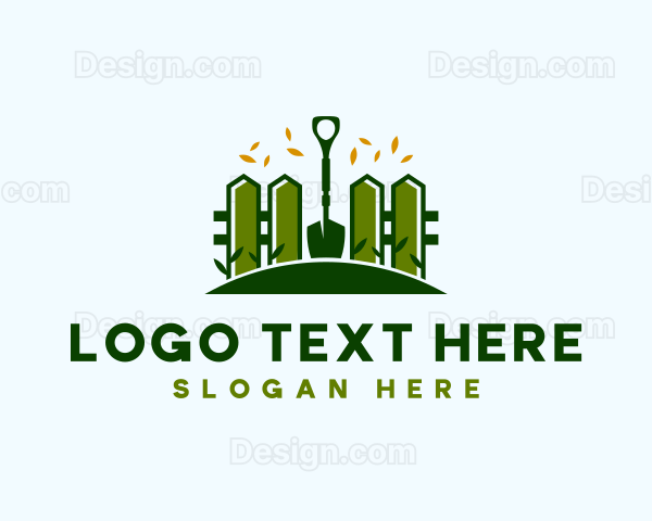 Landscaping Fence Shovel Logo