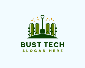 Landscaping Fence Shovel logo design