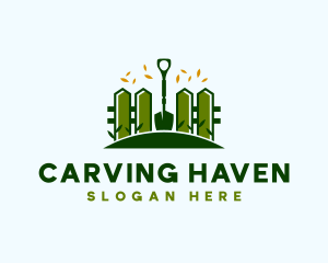 Landscaping Fence Shovel logo design