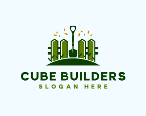 Landscaping Fence Shovel logo design