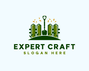 Landscaping Fence Shovel logo design