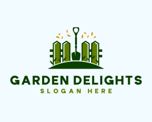 Landscaping Fence Shovel logo design