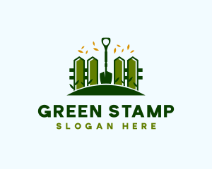 Landscaping Fence Shovel logo design