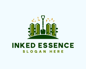 Landscaping Fence Shovel logo design