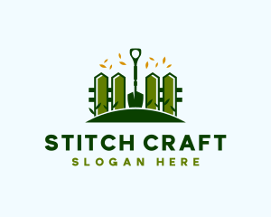 Landscaping Fence Shovel logo design