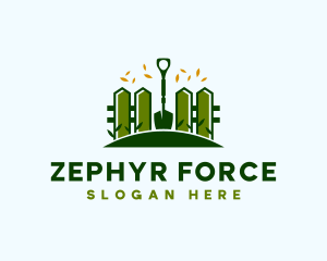 Landscaping Fence Shovel logo design