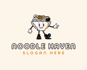 Walking Ramen Noodle Bowl logo design