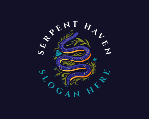 Boho Serpent Floral logo design