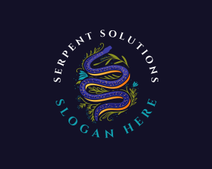 Boho Serpent Floral logo design