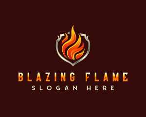 Blazing Fire Shield logo design