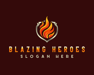 Blazing Fire Shield logo design