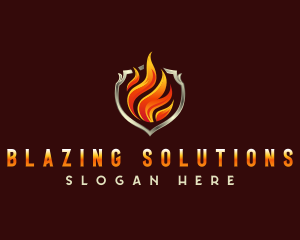 Blazing Fire Shield logo design