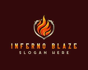 Blazing Fire Shield logo design