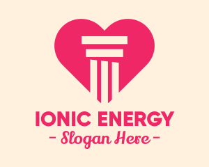 Pink Pillar Heart logo design