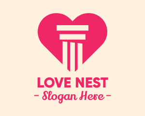 Pink Pillar Heart logo design