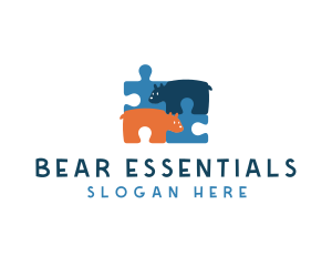 Jigsaw Puzzle Bear logo design