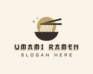 Ramen Noodles Chopsticks logo design