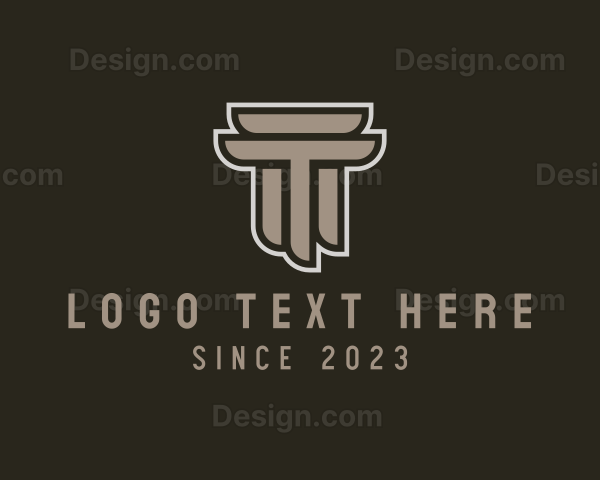 Ancient Column Letter T Logo