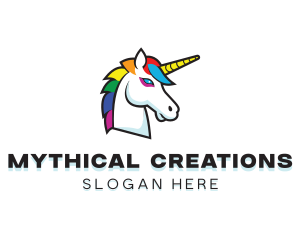 Mythical Unicorn Creature logo design