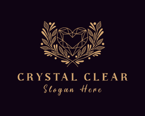 Wreath Heart Crystal logo design