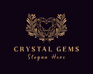 Wreath Heart Crystal logo design