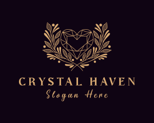 Wreath Heart Crystal logo design
