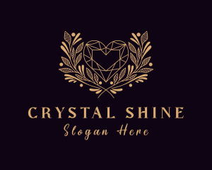 Wreath Heart Crystal logo design